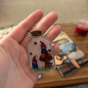 Hand made gnomes in jar keychain