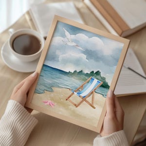 Watercolor Coastal Beach Print: Nautical Seaside Wall Art (Digital Download)