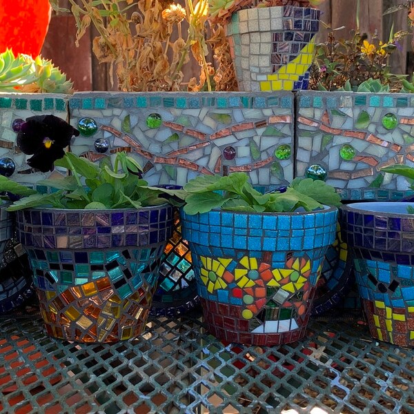 Mosaic Flower Pot Etsy