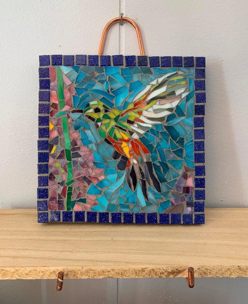 Hummingbird Tile Inlay Hummingbird Stained Glass Mosaic Tile – 6x6 Backsplash Art - Etsy