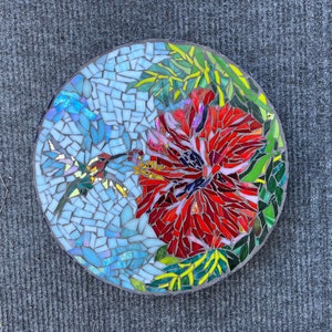 FREE SHIPPING Custom designed stained glass flower mosaic garden stepping stones