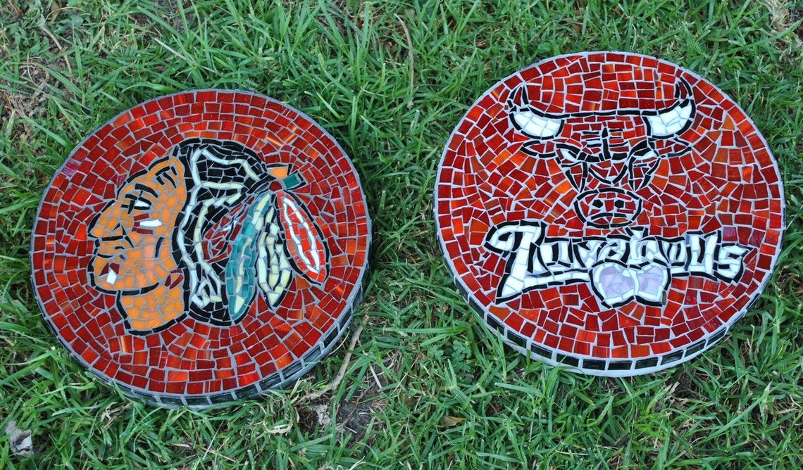 FREE SHIPPING Custom designed sports team stained glass mosaic Etsy