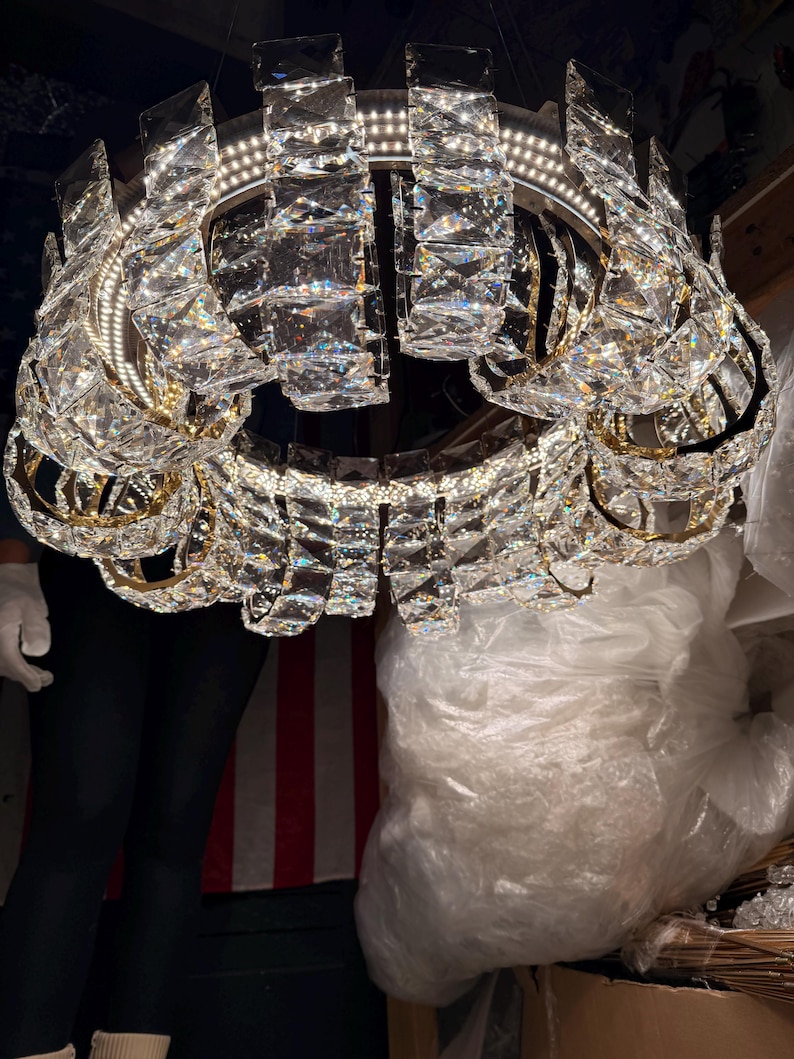 Hand Assembled 24" Crystal Chandelier LED Ceiling Light bild 5