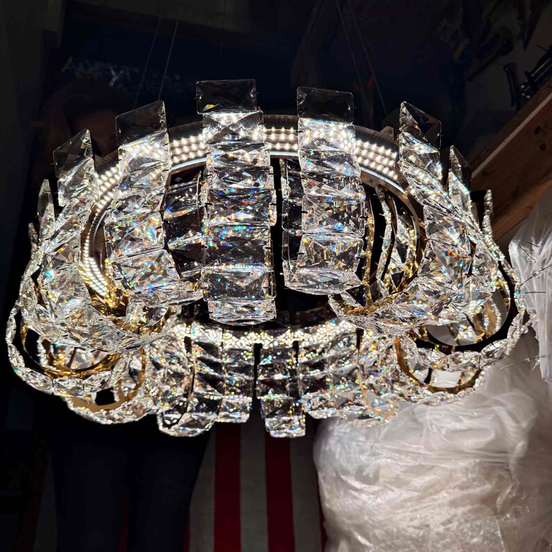 Hand Assembled 24" Crystal Chandelier LED Ceiling Light bild 3