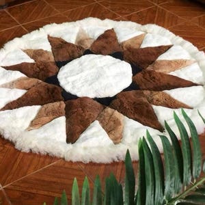 Round Alpaca fur rug - luxurious Alpaca fur rug, Plush Soft rug, alpaca fur rug area soft fluffy - fur accents rug room decor