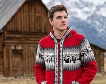 Unisex Alpaca sweater with hood, Unisex alpaca sweater, Alpaca wool pullover sweater