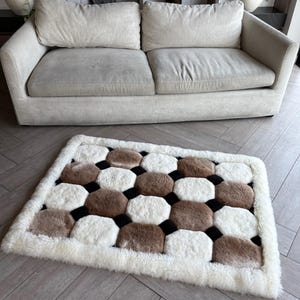 Geometric Alpaca fur rug - luxurious Alpaca fur rug, Plush Soft rug, alpaca fur rug area soft fluffy - fur accents rug room decor