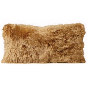 Alpaca Lumbar Throw Pillow Cushion made from Natural Alpacaskin, Alpaca Fur Pillow, Handmade Pillow Case - fluffy Alpaca pillow cover
