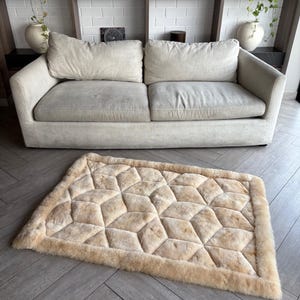 Geometric Alpaca fur rug - luxurious Alpaca fur rug, Plush Soft rug, alpaca fur rug area soft fluffy - fur accents rug room decor