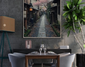 Japandi Sakura Poster: Minimalist Abstract Wall Art (Digital Download)