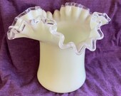 Fenton Silvercrest Custard Glass Top Hat Vase