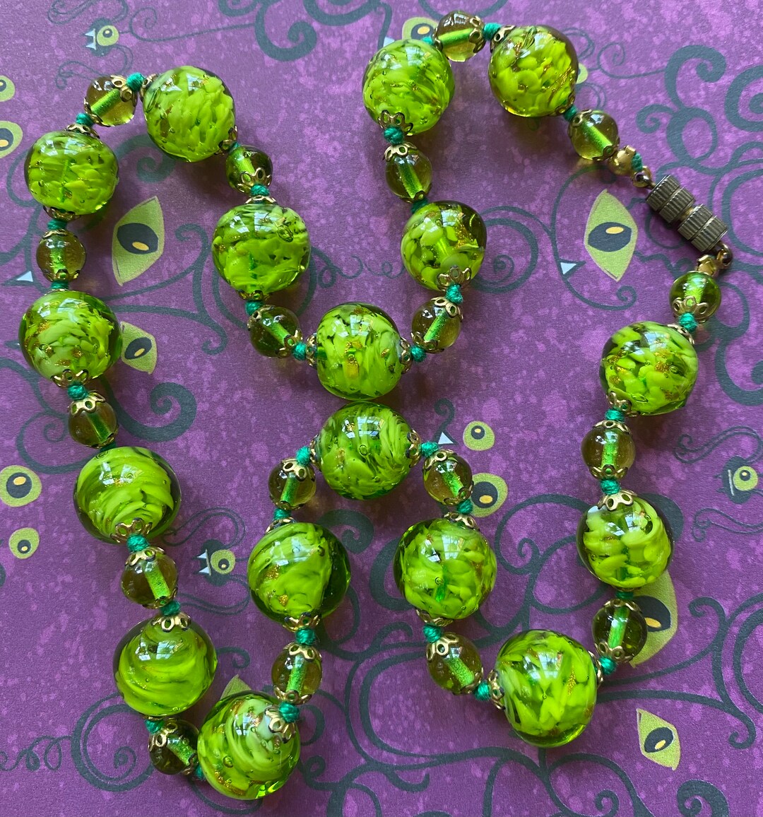Vintage Murano Glass Bead Necklace Etsy