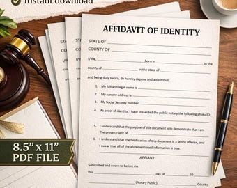 Affidavit of Identity Form, Legal Affidavit Template