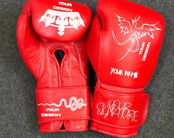 Personalisierte rote Boxhandschuhe | Personalisierter Name & Logo Training