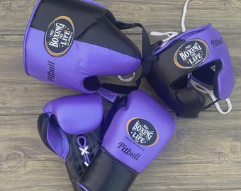 Handgefertigte Boxhandschuhe aus Rindsleder, kein Leben, personalisiertes Sparring Kit