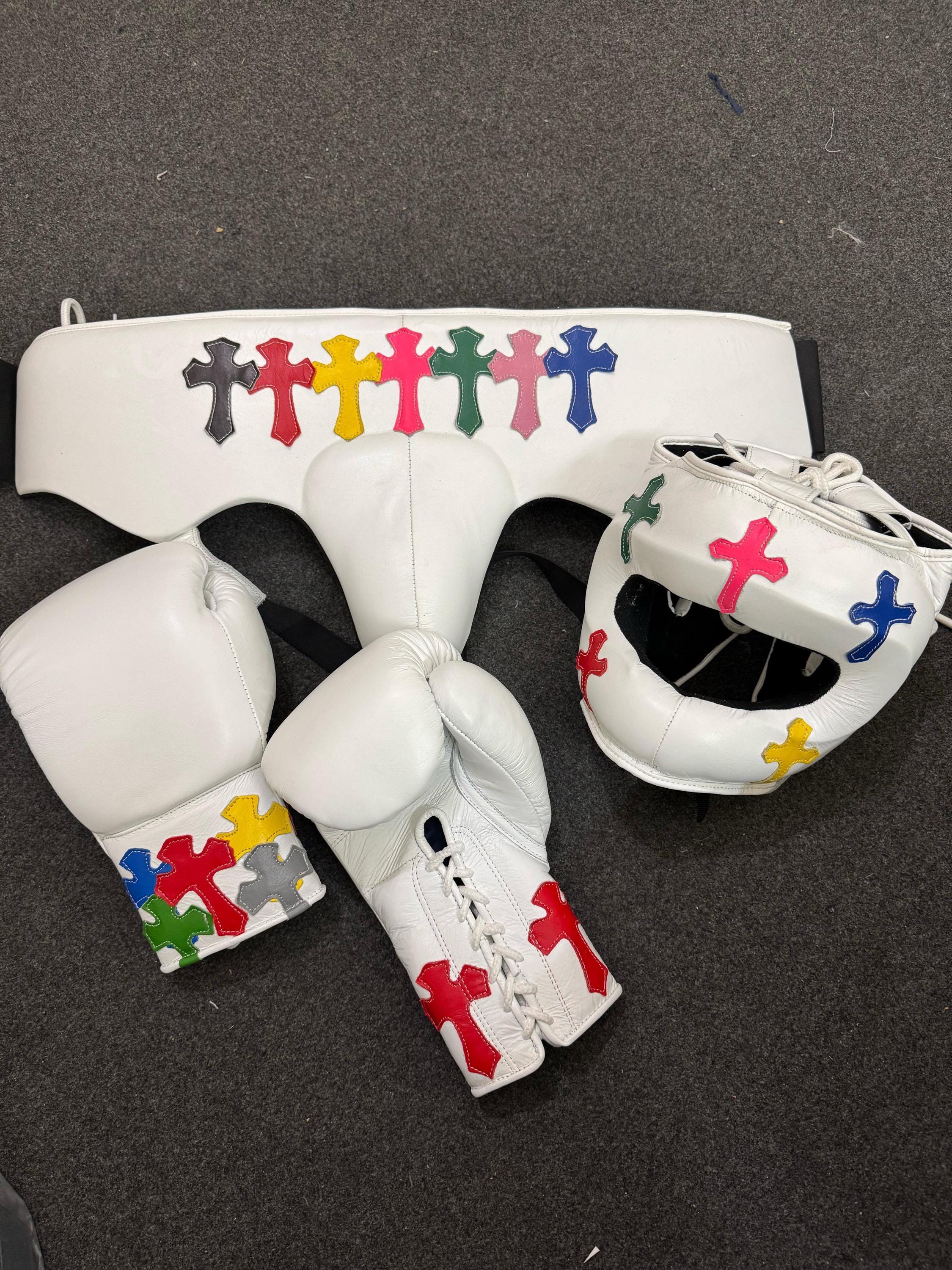Handmade Cowhide Leather Boxing Gloves, Custom Chrome Hearts Boxing Gloves,Personliazed Thanksgiving Gift For Him, Brithday Gifts For him