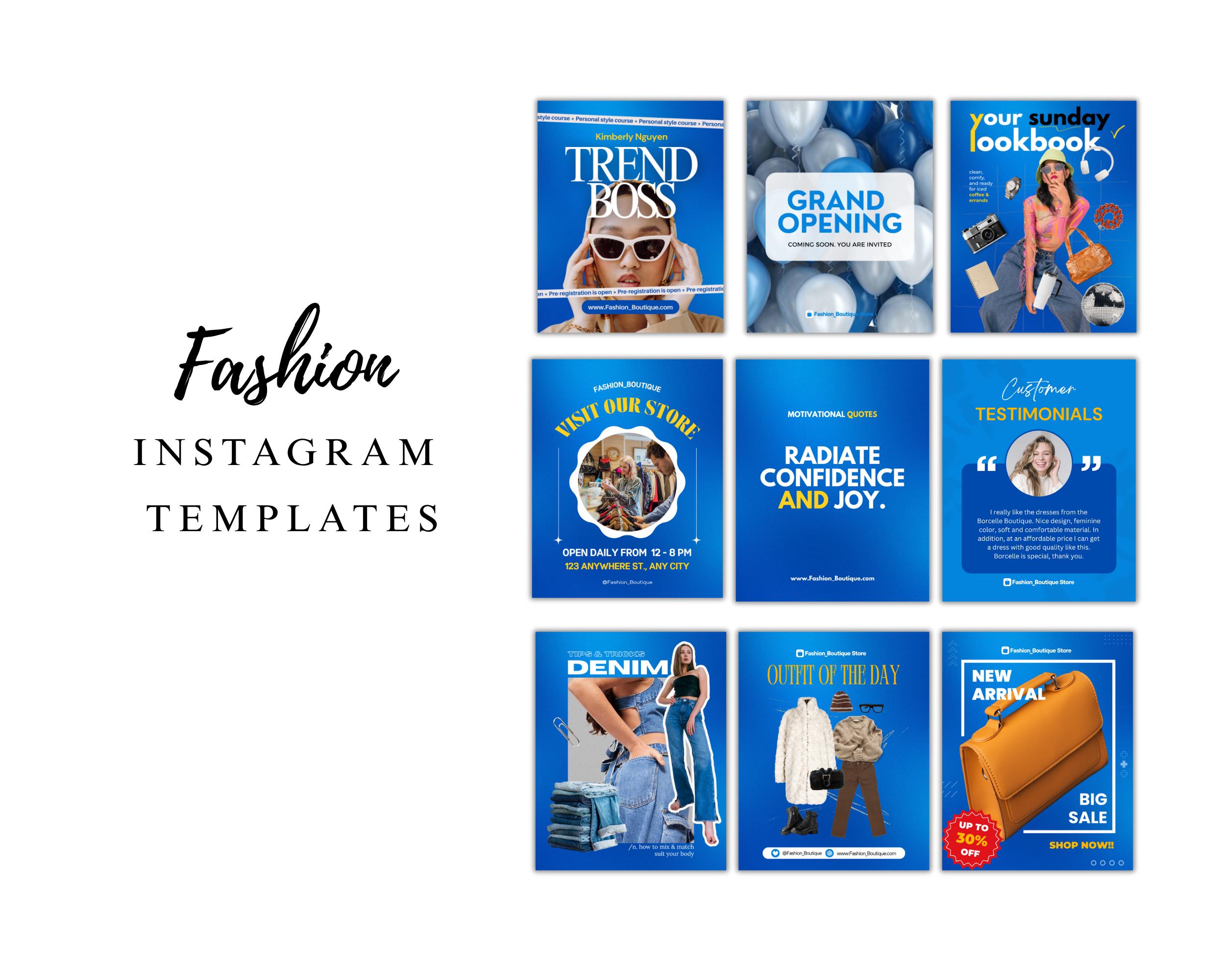 Editable Fashion Instagram Templates | Social Media Canva Designs for ...