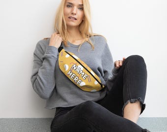 Custom Name Retro 80s 90s Fanny Pack, Personalized Vintage Waist Bag, Y2k Vibes Bag, 90s Themed Pack, Nostalgic Art, Old Y2k Vibes Carryall