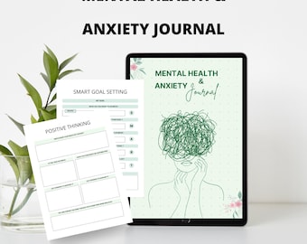 Diário de Saúde Mental: Caderno de Exercícios sobre Ansiedade e Autocuidado (PDF Digital de Bem-Estar)
