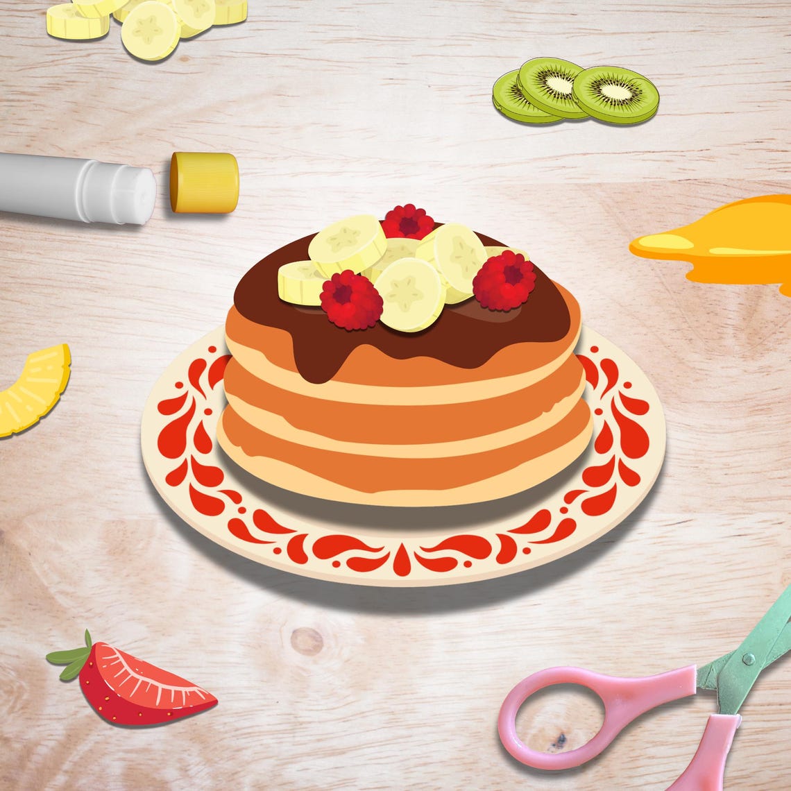 Food Craft Printable Pancakes DIY for Kids Activity Pretend to Play Cut ...