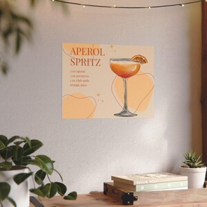 Aperol Spritz, Retro Cocktail Druck, Cocktailkarte, Martini Wandkunst, Cocktailkarte, Aperol Spritz Drucke, Cocktailkarte