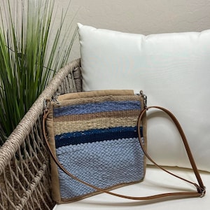 Handwoven tote for women, Blue Hand woven Handbag, Artisan Handwoven Bag, handwoven boho bag, Handmade Cloth Purse, handwoven crossbody bag