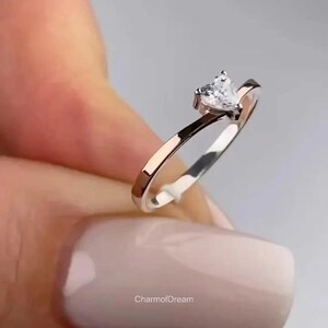 Heart Moissanite Engagement Ring: 14K Solitaire Promise Ring