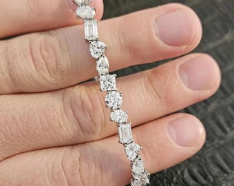 Tennisarmband aus 14-karätigem Weißgold mit Moissanit | VVS1 Cocktaildiamanten | Luxuriöse Alternative aus im Labor gezüchteten Diamanten | Braut-Stapelkette