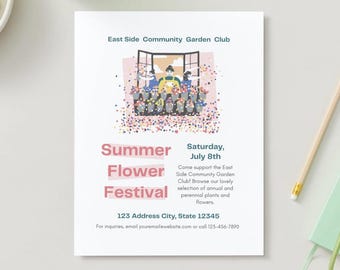 flower sale flyer editable template | fundraising event invite | plant and flower fundraiser template | school, community, pta