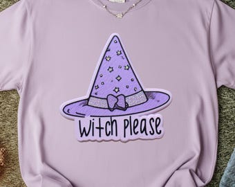 Witch Please PNG | Cute Pastel Witch Hat Clipart | Funny Halloween Sublimation Design | Kawaii Witch Quote PNG | Digital Download