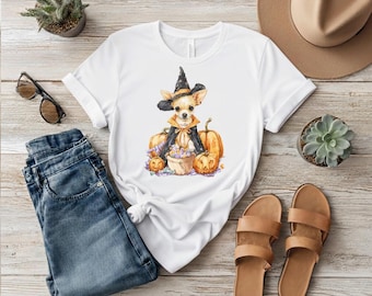 Cute Chihuahua Halloween PNG Digital Download | Dog Witch Costume Clipart with Pumpkins & Candy | 5000x5000 300DPI Transparent photo frame