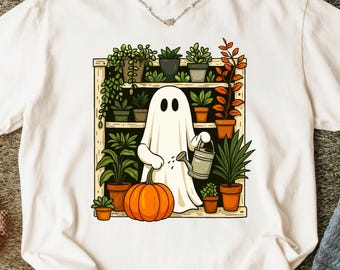 Ghost Plant Lover PNG | Cute Halloween Gardening Clipart | Spooky Cottagecore Sublimation Design”