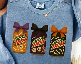 Pastel Halloween MTN Dew Coca Cola PNG, Cute Coquette Soda Can Clipart, Ghost Bat Candy Corn Drink Sublimation, Fall Shirt Design PNG