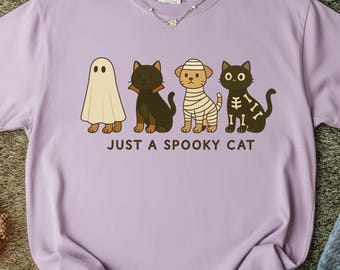 Just a Spooky Cat PNG | Cute Halloween Cat Clipart | Ghost Mummy Skeleton Cat Digital Download | Fall Sublimation Design retroe ful