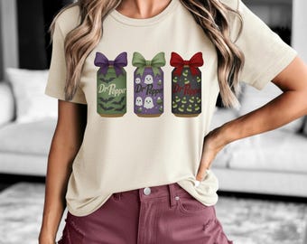Halloween Dr Pepper PNG Coquette Digital Download | Soda Can Clipart with Bows Ghost Bats Candy Corn | 300 DPI Transparent 6250 x 6250 Retro