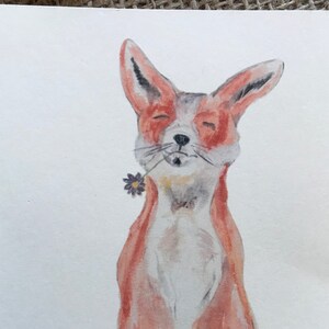 Carte de voeux renard - 4 x 6 po. - aquarelle originale