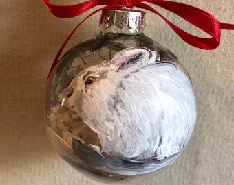 Glass Bulb Ornament - White Rabbit - Christmas Ornament