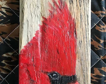 Cardinal - Original Painting on Barnboard