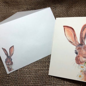 Inquisitive Bunny 4 x 6 Greeting Card From Original Watercolour Painting Easter Card image 1
