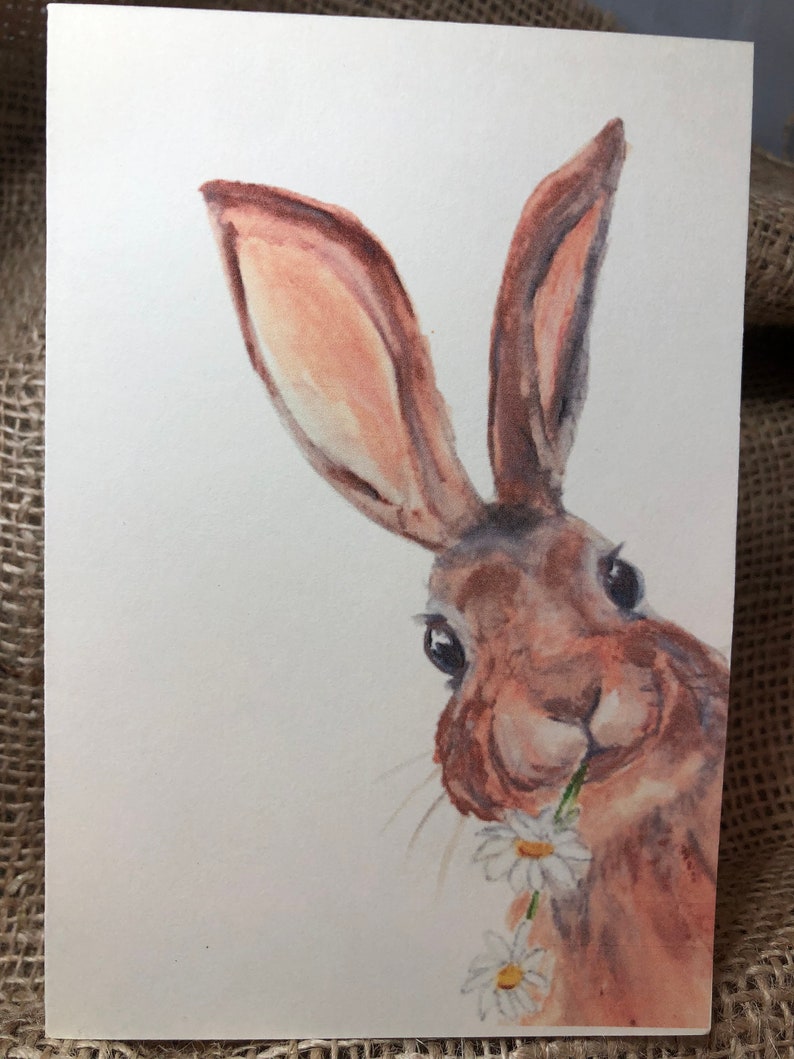 Inquisitive Bunny 4 x 6 Greeting Card From Original Watercolour Painting Easter Card image 4