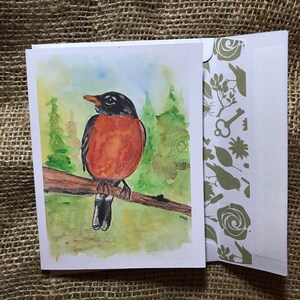 Carte de voeux Robin 4 x 6 po - à partir d'une peinture aquarelle originale