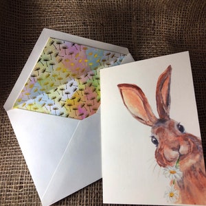 Inquisitive Bunny 4 x 6 Greeting Card From Original Watercolour Painting Easter Card image 2