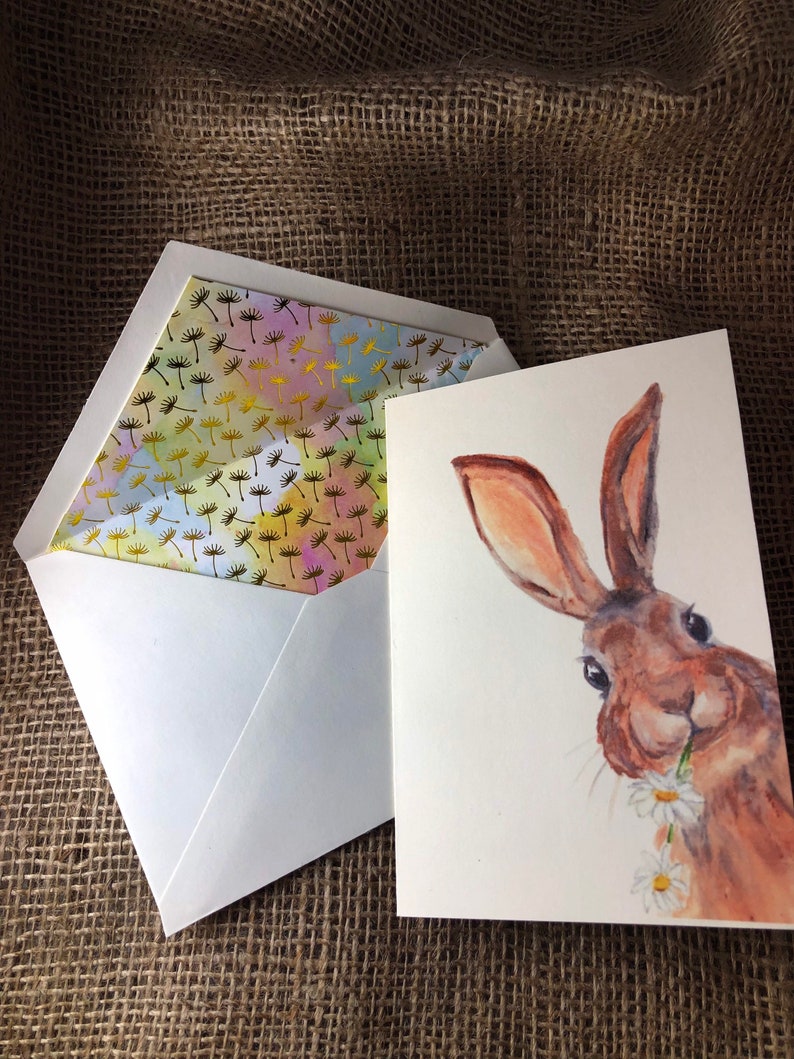 Inquisitive Bunny 4 x 6 Greeting Card From Original Watercolour Painting Easter Card image 2