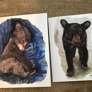 Cartes de voeux Frankie Bear Cub - aquarelle originale 5 x 7