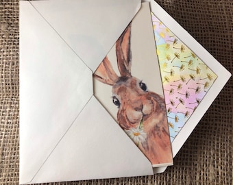 Inquisitive Bunny - 4” x 6” Greeting Card - From Original Watercolour Painting