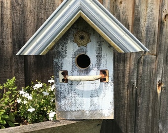 Bird House Made from Barn Board - Blue Birds - Chickadees - Swallows