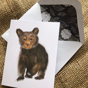 Carte de voeux ourson 4 x 6 po - aquarelle originale
