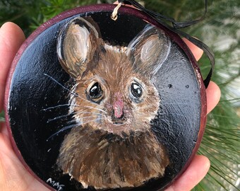 Upcycled Wooden Ornament - Church Mouse - Christmas Ornament