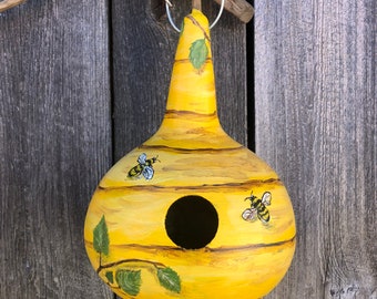 Bird House Gourd - Bee Hive - For Chickadees, Nuthatches, Blue Birds, Small Birds