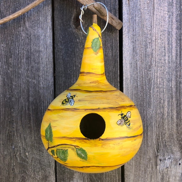 Bird House Gourd - Bee Hive - For Chickadees, Nuthatches, Blue Birds, Small Birds